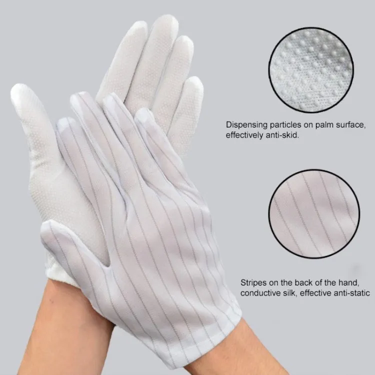 10 Pairs Anti-static Striped Dispensing Gloves, Size：Free Size