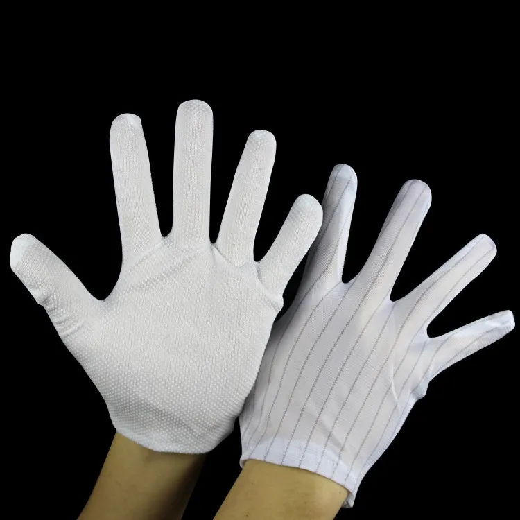 10 Pairs Anti-static Striped Dispensing Gloves, Size：Free Size