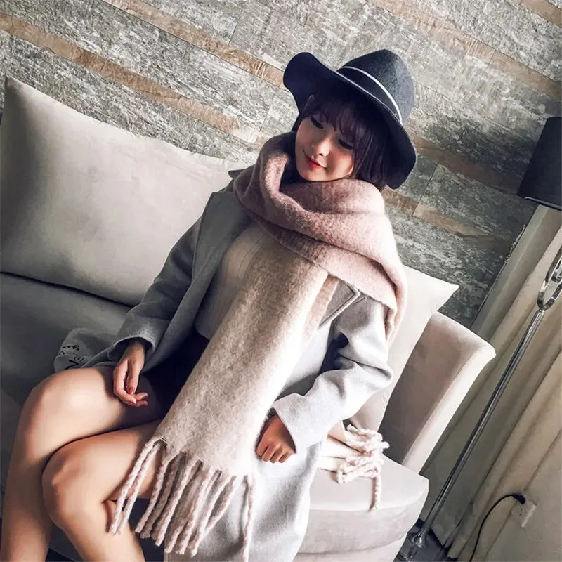 2023 Cashmere Scarf Women Winter Thick Pashmina Warm Shawl Wrap Design Abstract Flower Tassel Blanket Neckerchief Poncho Stoles