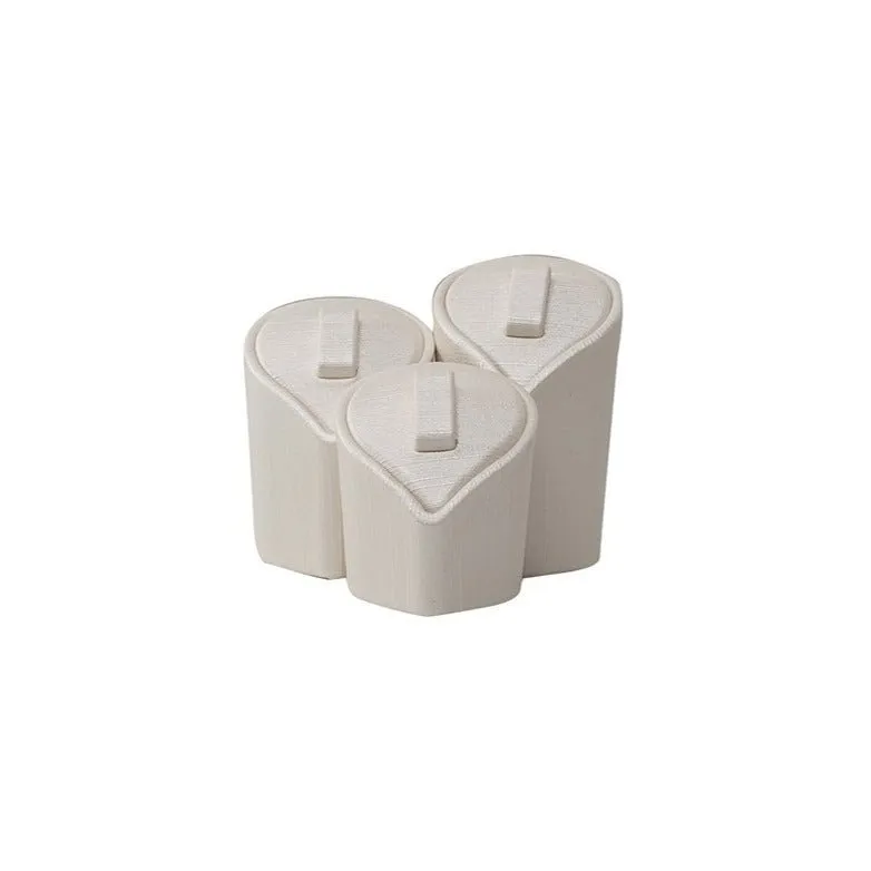 3 Tier Heart Shape Cream Leatherette Ring Display Stand