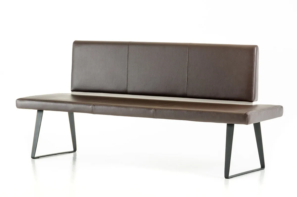 79" Brown and Black Upholstered Faux Leather Bench