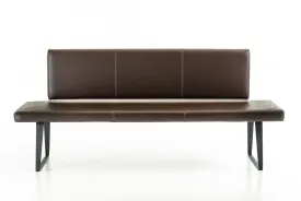 79" Brown and Black Upholstered Faux Leather Bench