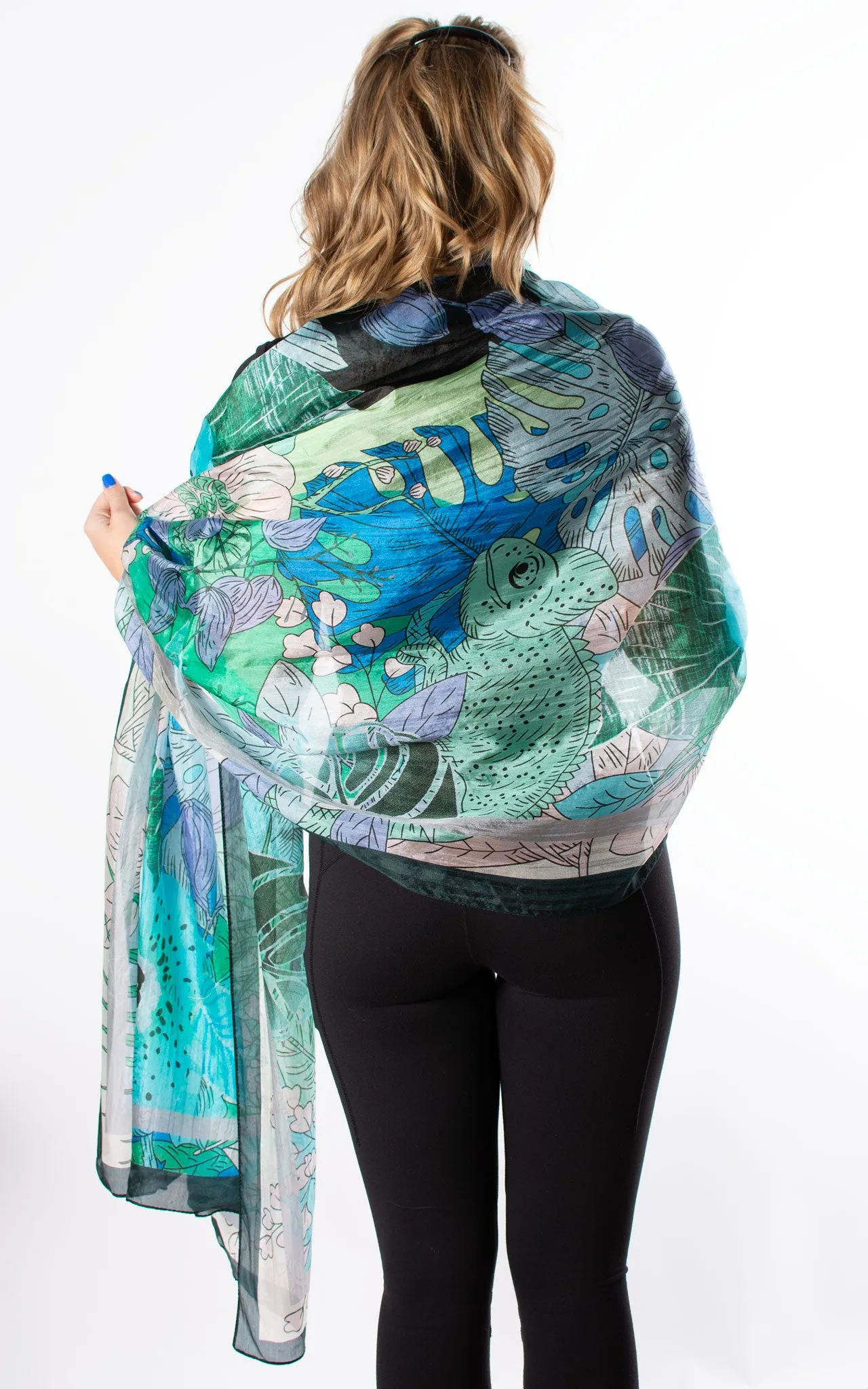 Aqua & Green Chameleon Silk Scarf