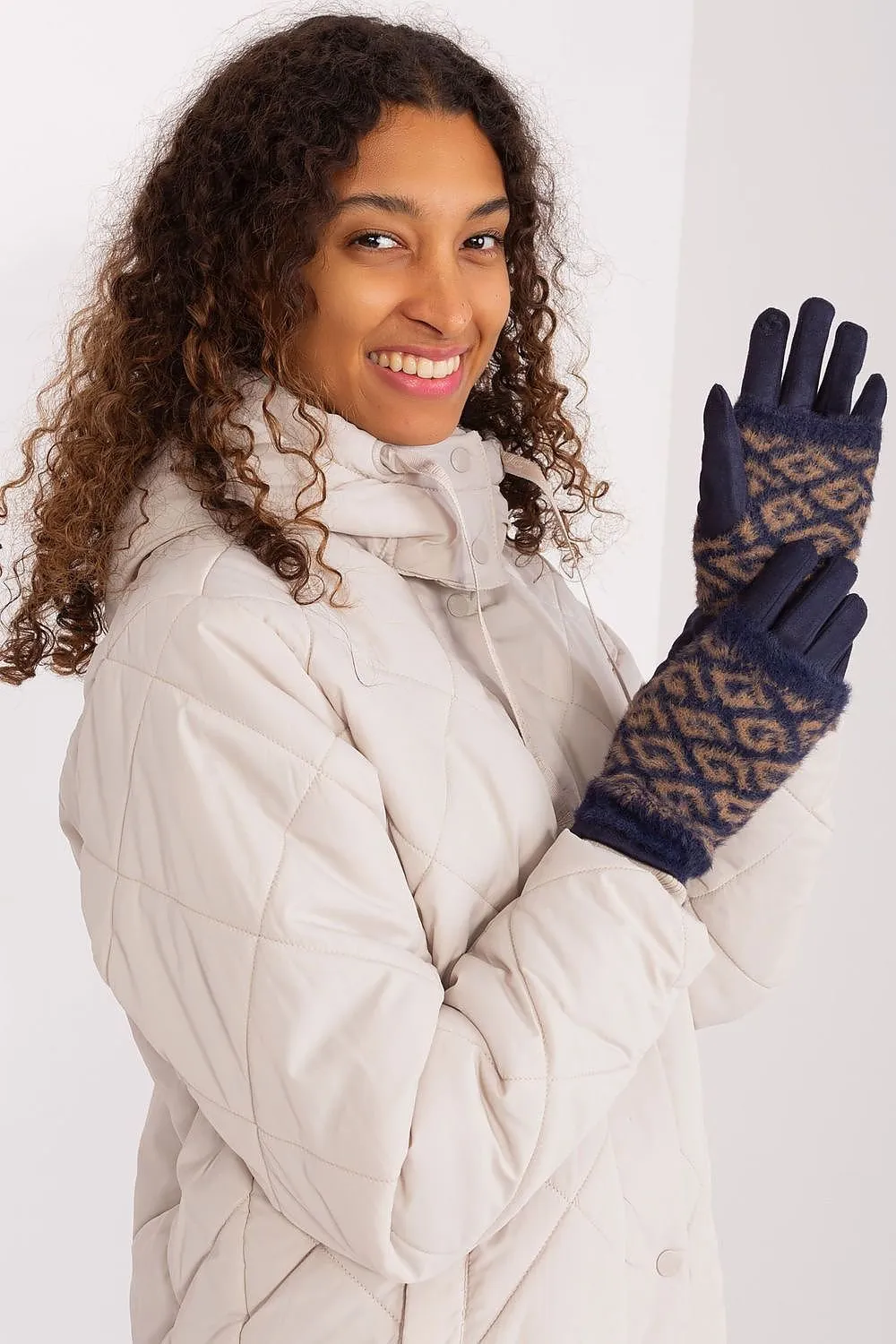 AT Geometric Print Double Layered Gloves