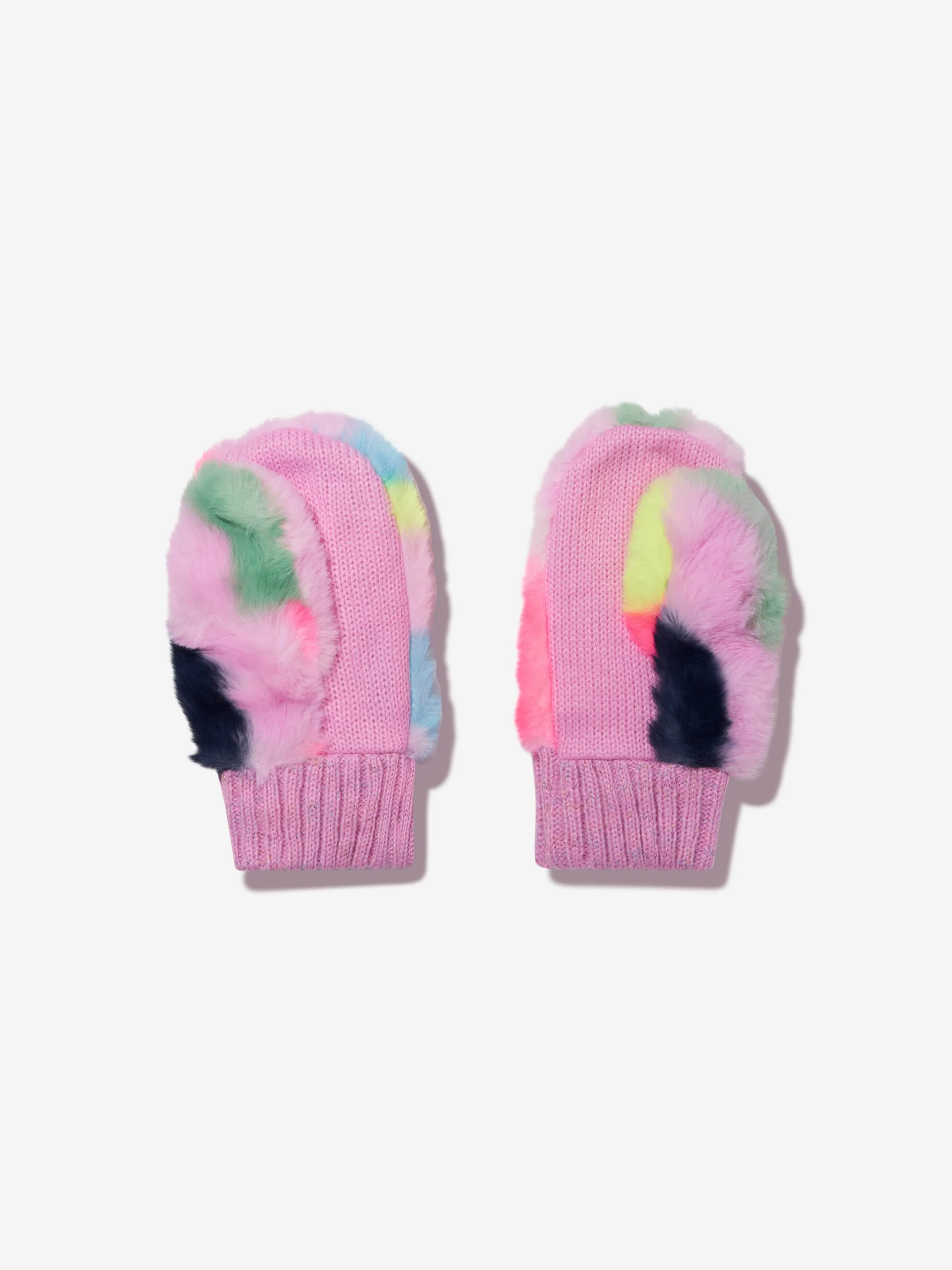 Billieblush Girls Faux Fur Mittens in Pink