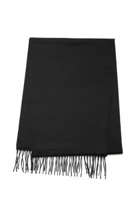 Blaine Fringe Scarf in Black Silk Cashmere