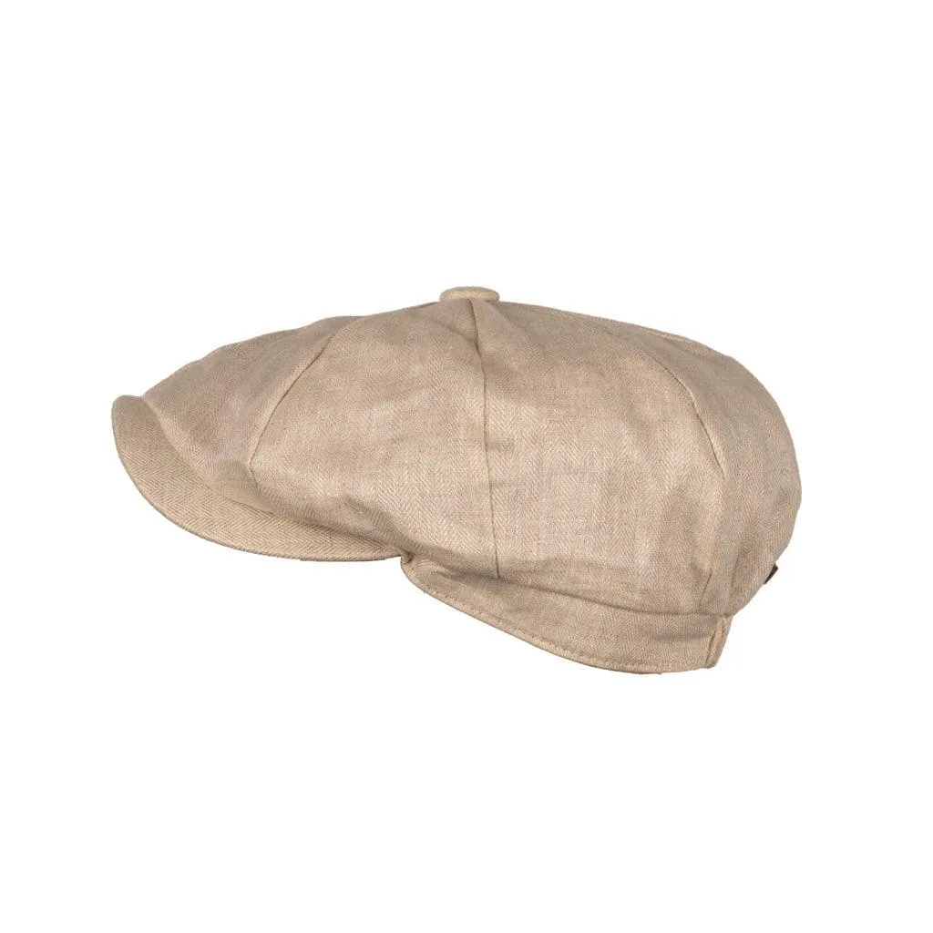 Carlyle Herringbone Linen Newsboy Cap