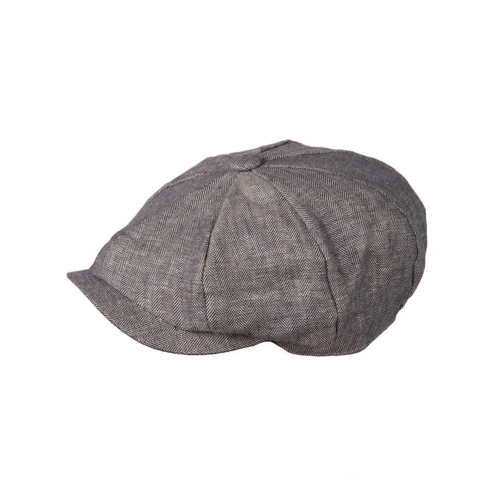 Carlyle Herringbone Linen Newsboy Cap