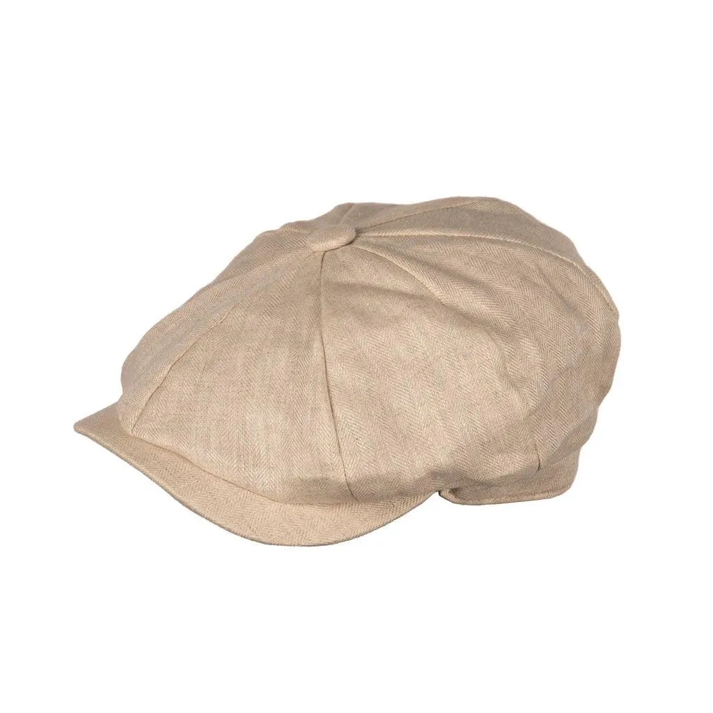 Carlyle Herringbone Linen Newsboy Cap