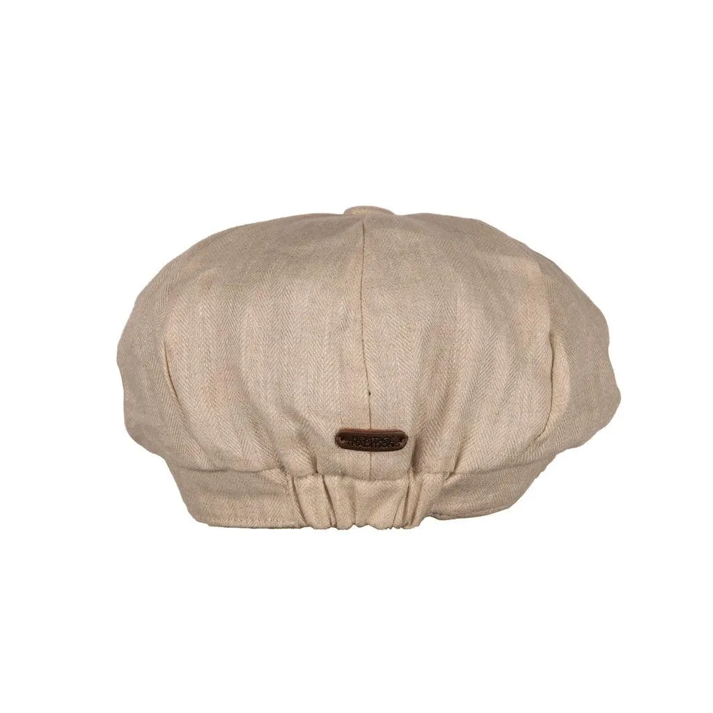 Carlyle Herringbone Linen Newsboy Cap