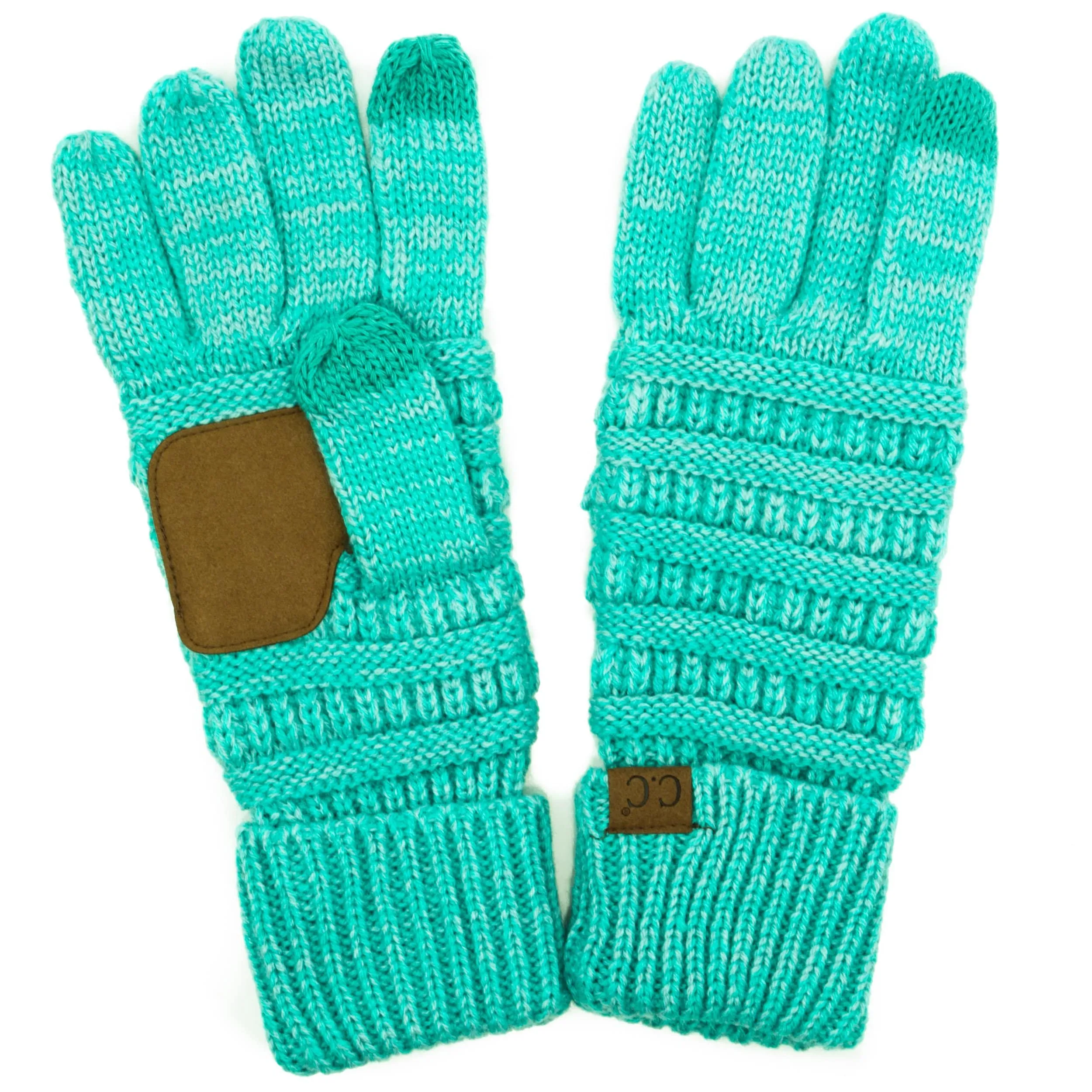 C.C G800 - Unisex Cable Knit Winter Warm Anti-Slip Two-Toned Touchscreen Texting Gloves