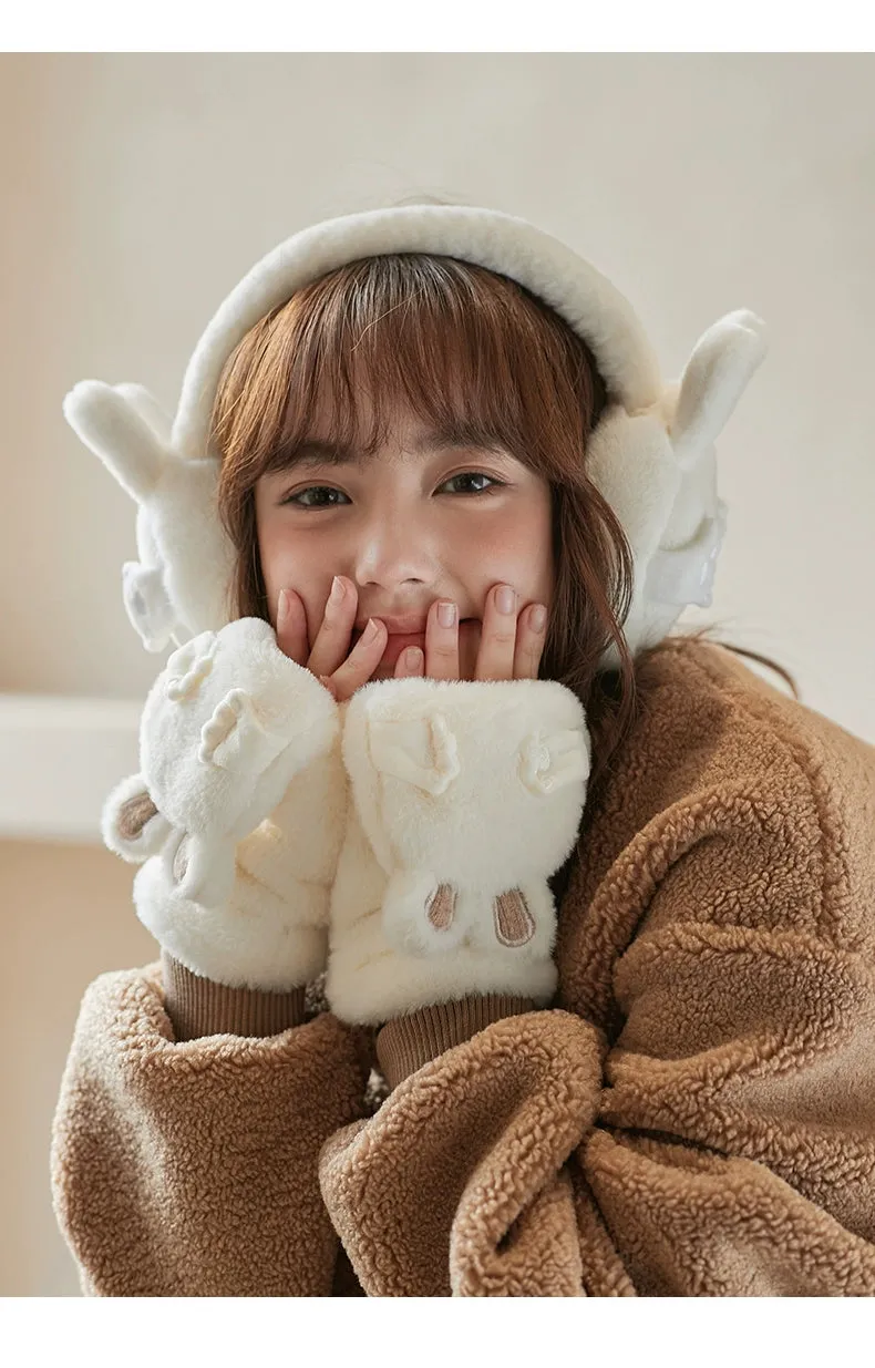 Cute Bunny Ears Plush Gloves