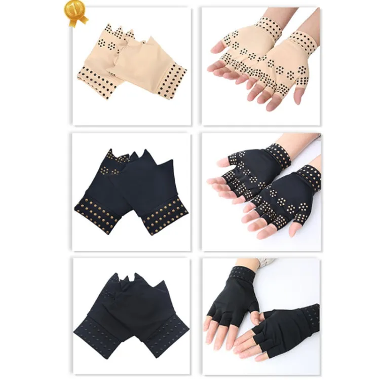 Dispensing Half Finger Non-slip Pressure Gloves Joint Training Sports Gloves, Free Size(Skin Color Black Dots)