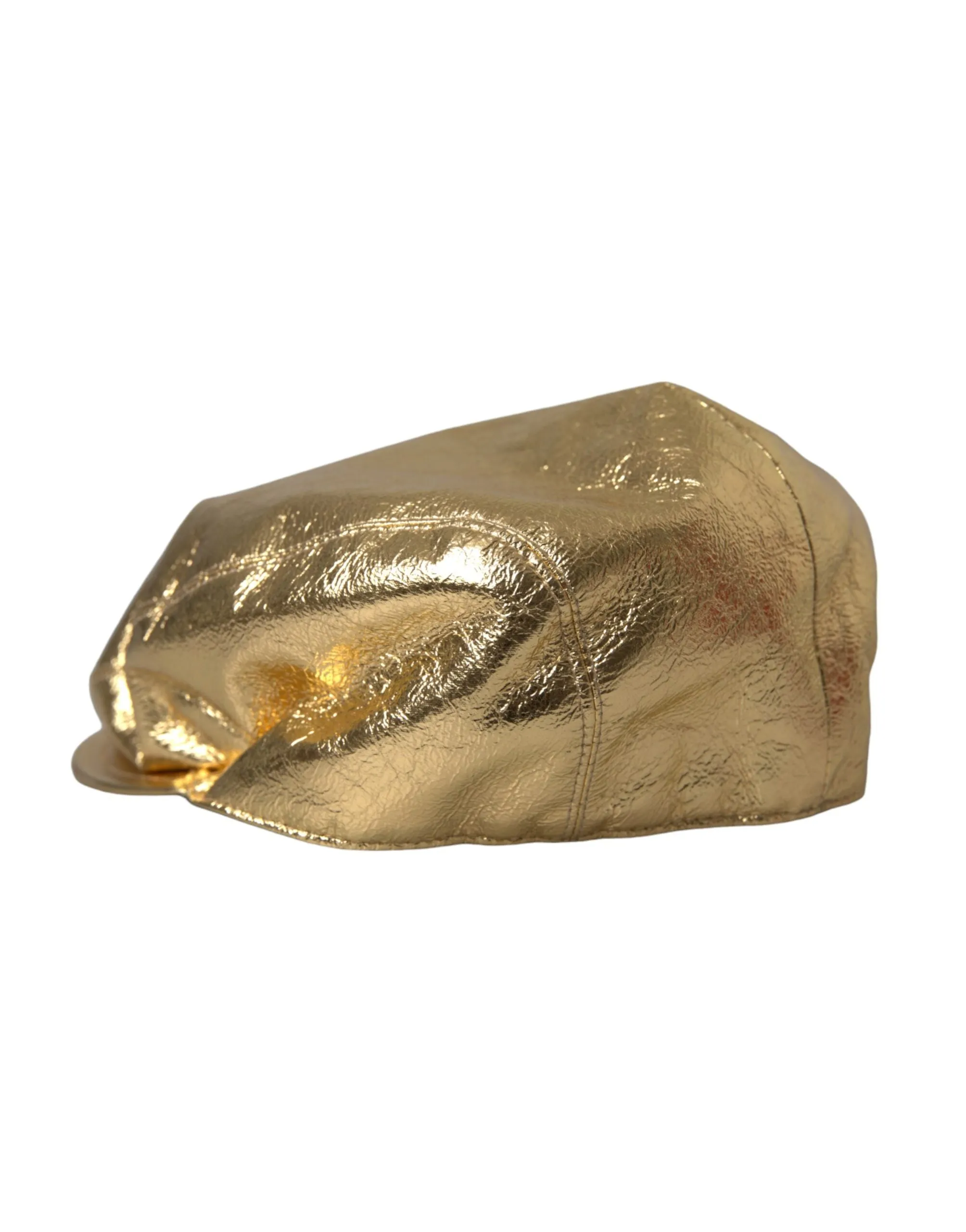 Dolce & Gabbana Metallic Gold Polyester Newsboy Hat Men