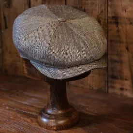 Eight Piece Grey Herringbone Linen Newsboy Cap