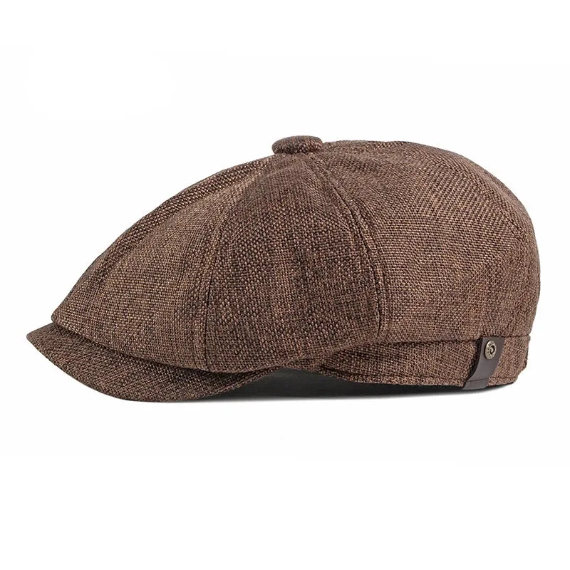 Eight Piece Solid Color Classic Newsboy Cap