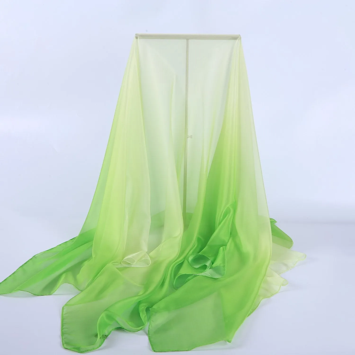 Extra Wide Chiffon Scarf Beach Scarf Gradient Green Color CHD402