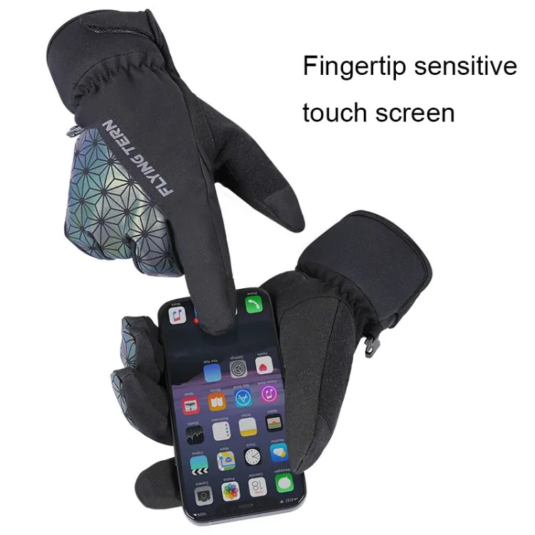 FLYING TERN 315 Thicken Cycling Windproof Warm Touch Screen Gloves, Size: XL(Black Gray)