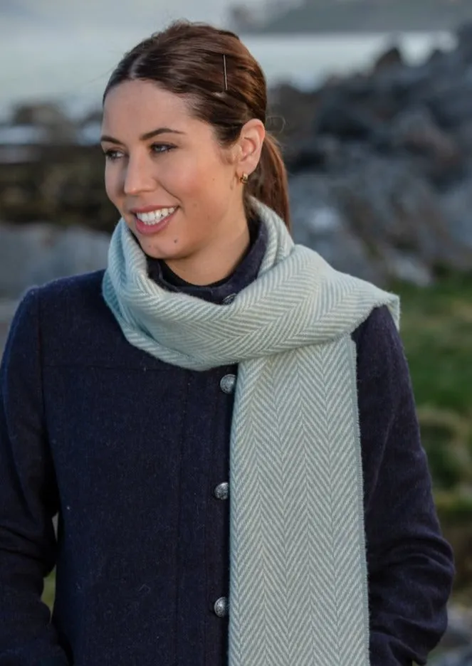 Foxford Cashmere Scarf | Sage & White