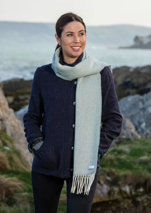 Foxford Cashmere Scarf | Sage & White