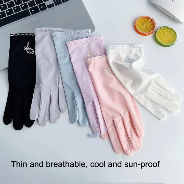 Free Code Summer Sunscreen Anti-ultraviolet Ice Silk Thin Gloves(Black)