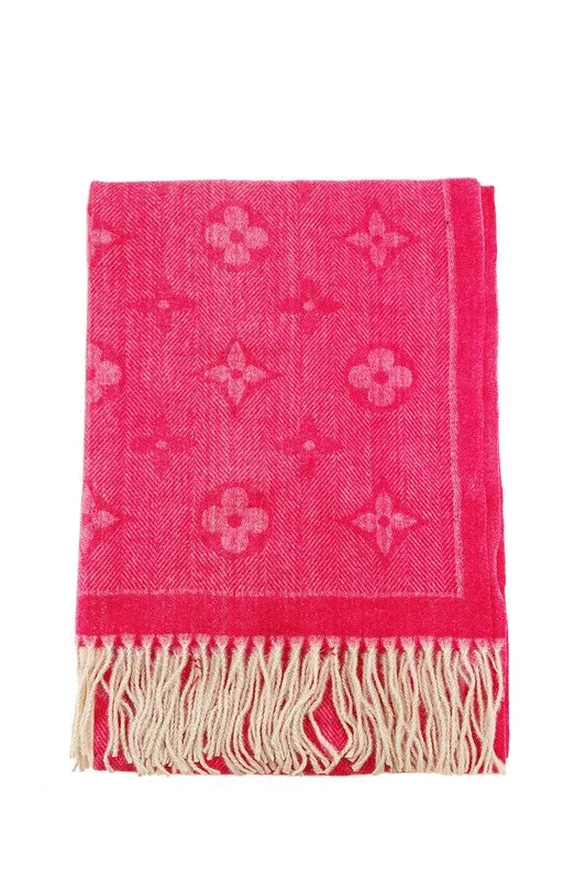 Geometric Print Scarf With Fringe