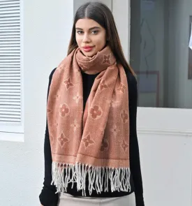 Geometric Print Scarf With Fringe