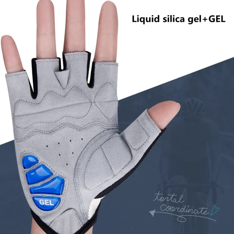 GIYO S-14 Bicycle Half Finger Gloves GEL Shock Absorbing Palm Pad Gloves, Size: M(Gray)