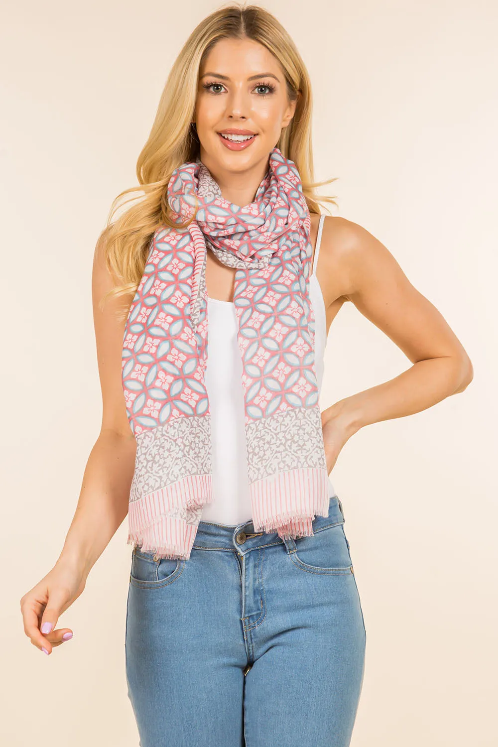 GPO-4010 geometric & border design scarf