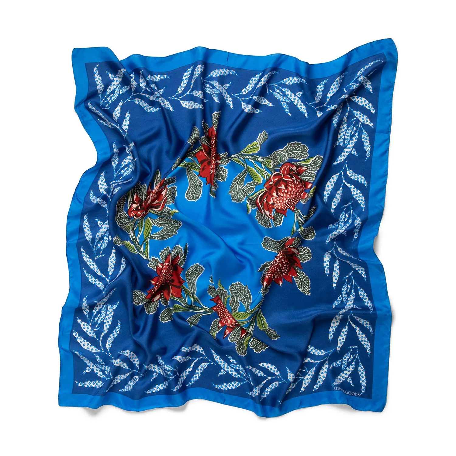 Imperial Waratah Cobalt Silk Scarf