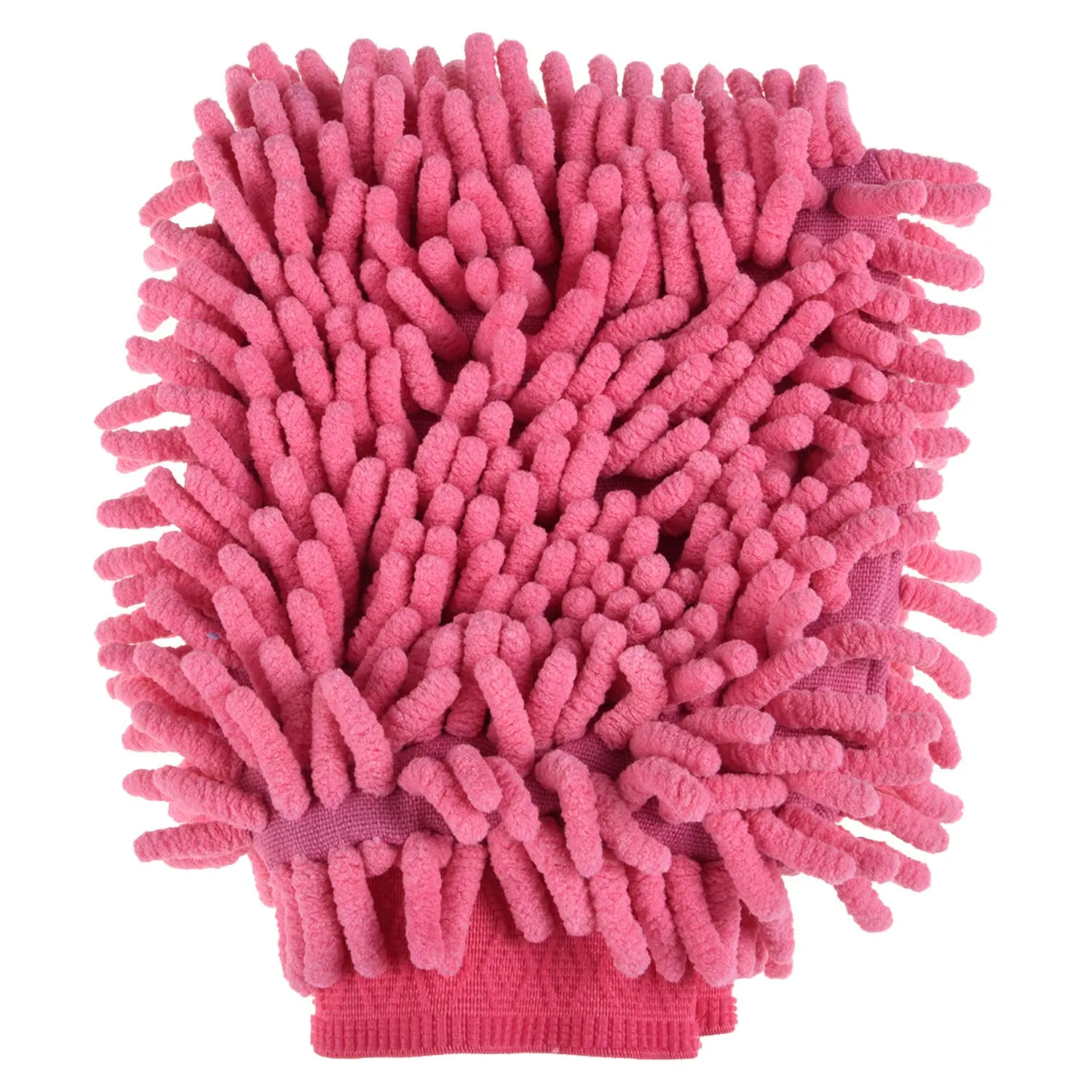 Kuber Industries Chenille Mitts|Microfiber Cleaning Gloves|Inside Waterproof Cloth Gloves|100 Gram Weighted Hand Duster|Chenille Gloves for Car|Glass|Pack of 2 (Pink & Dark)