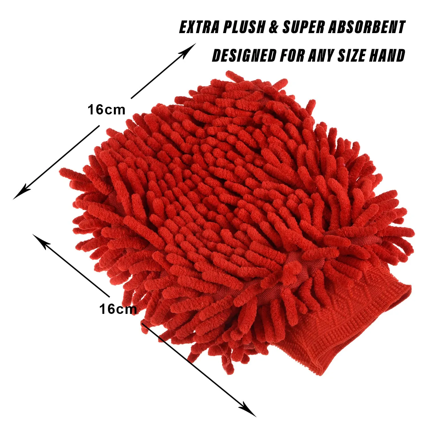 Kuber Industries Chenille Mitts|Microfiber Cleaning Gloves|Inside Waterproof Cloth Gloves|100 Gram Weighted Hand Duster|Chenille Gloves for Car|Glass|Pack of 5 (Red)