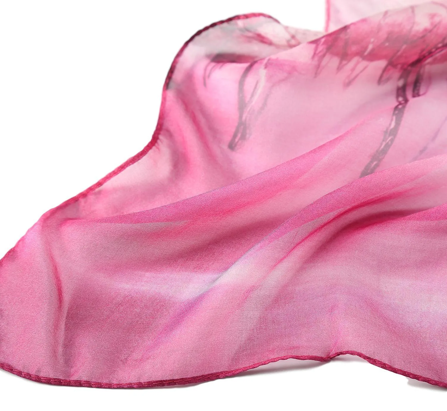 Long Silk Chiffon Scarf Fuschia Theme Floral Print SCH308