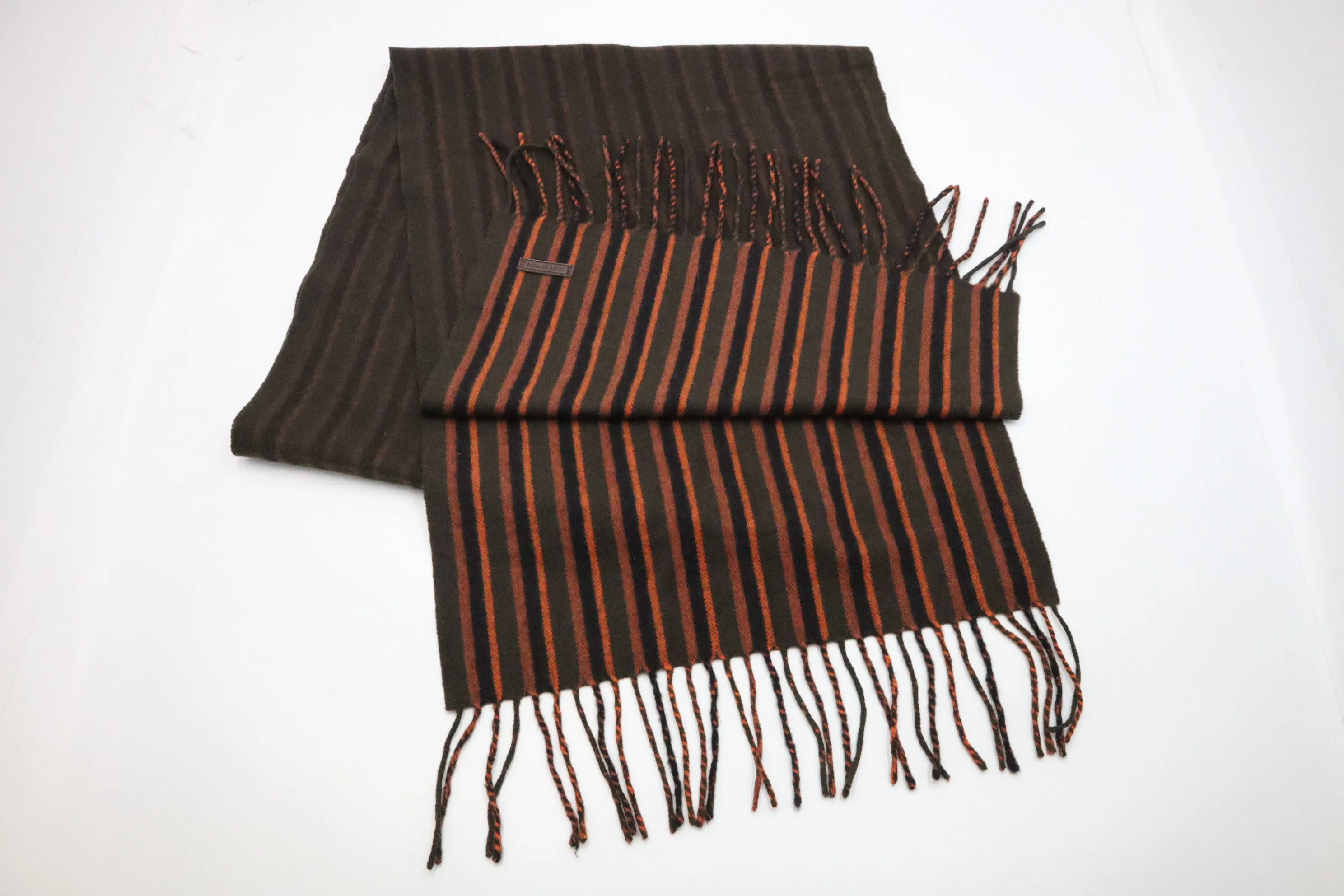 Louis Vuitton Striped Scarf in Brown and Orange Wool and Cashmere