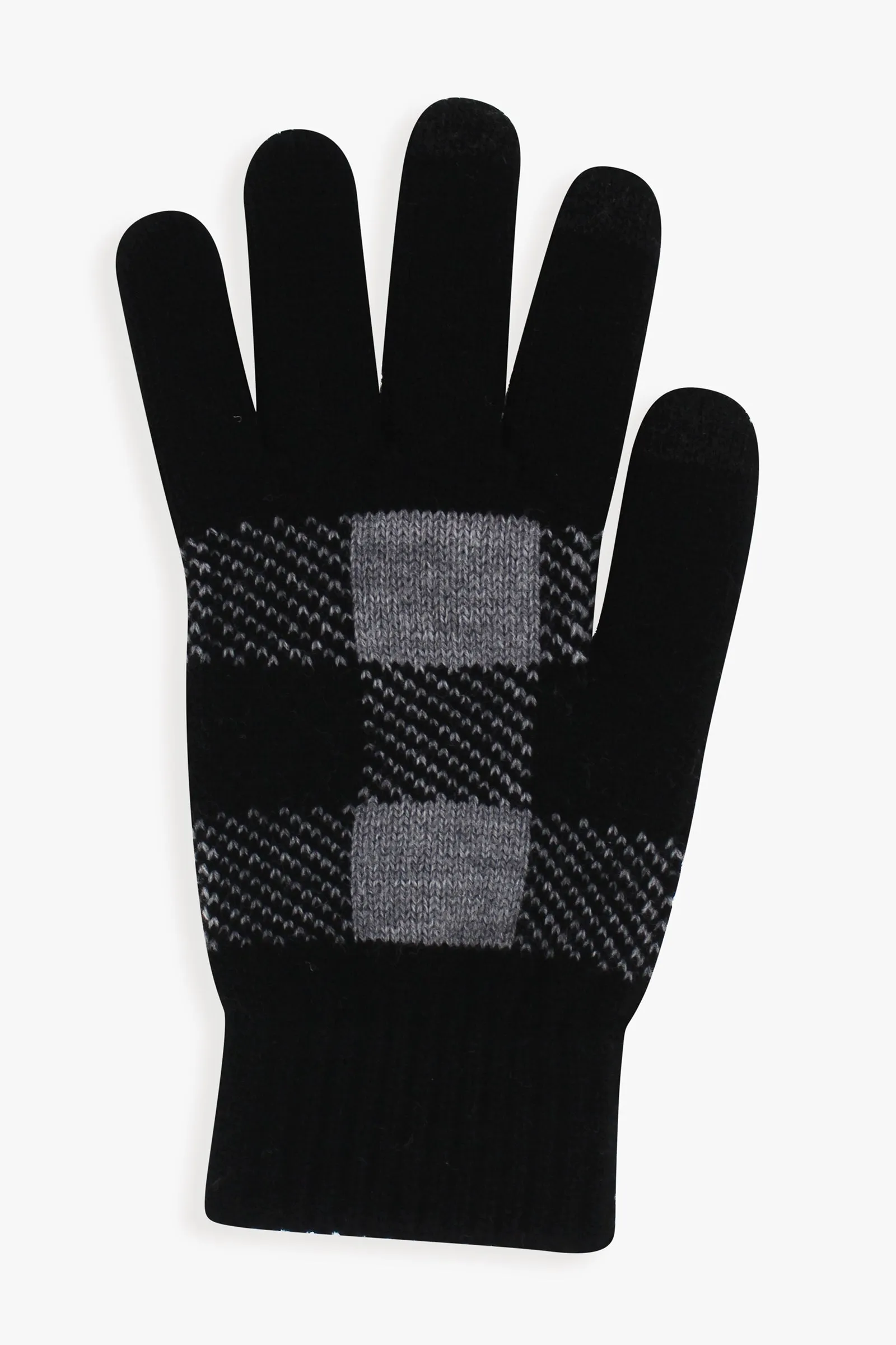 Men's Plaid Knit Gloves With Touchscreen