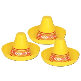 Miniature Yellow Plastic Sombrero 4.5in x 3.25in.