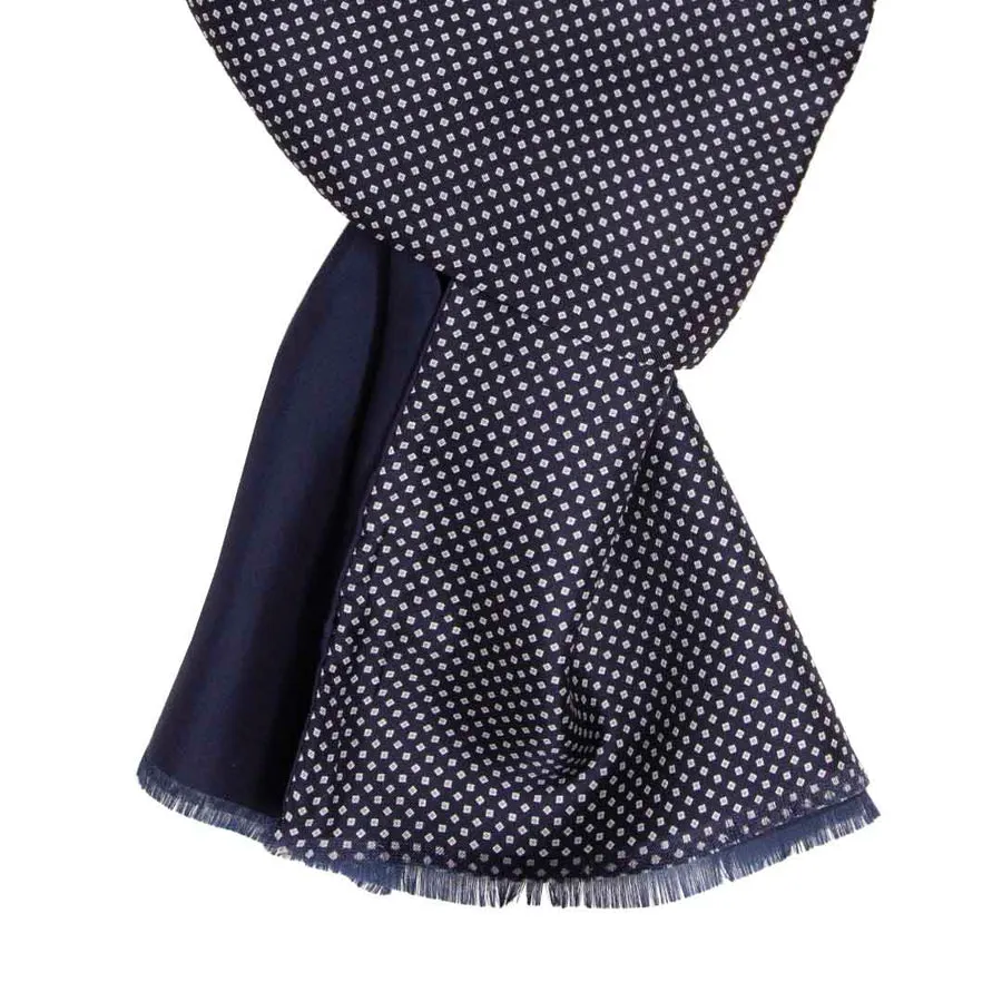 NAVY BLUE WITH SMALL SQUARE DOTS SILK SCARF