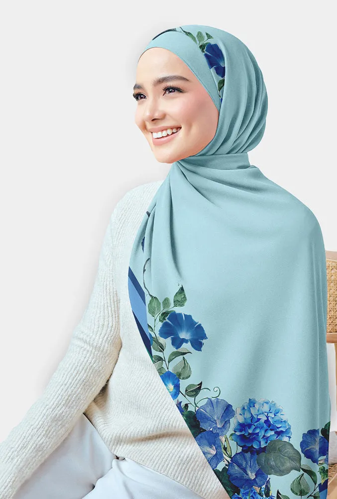 On the border printed chiffon hijab rectangular scarf