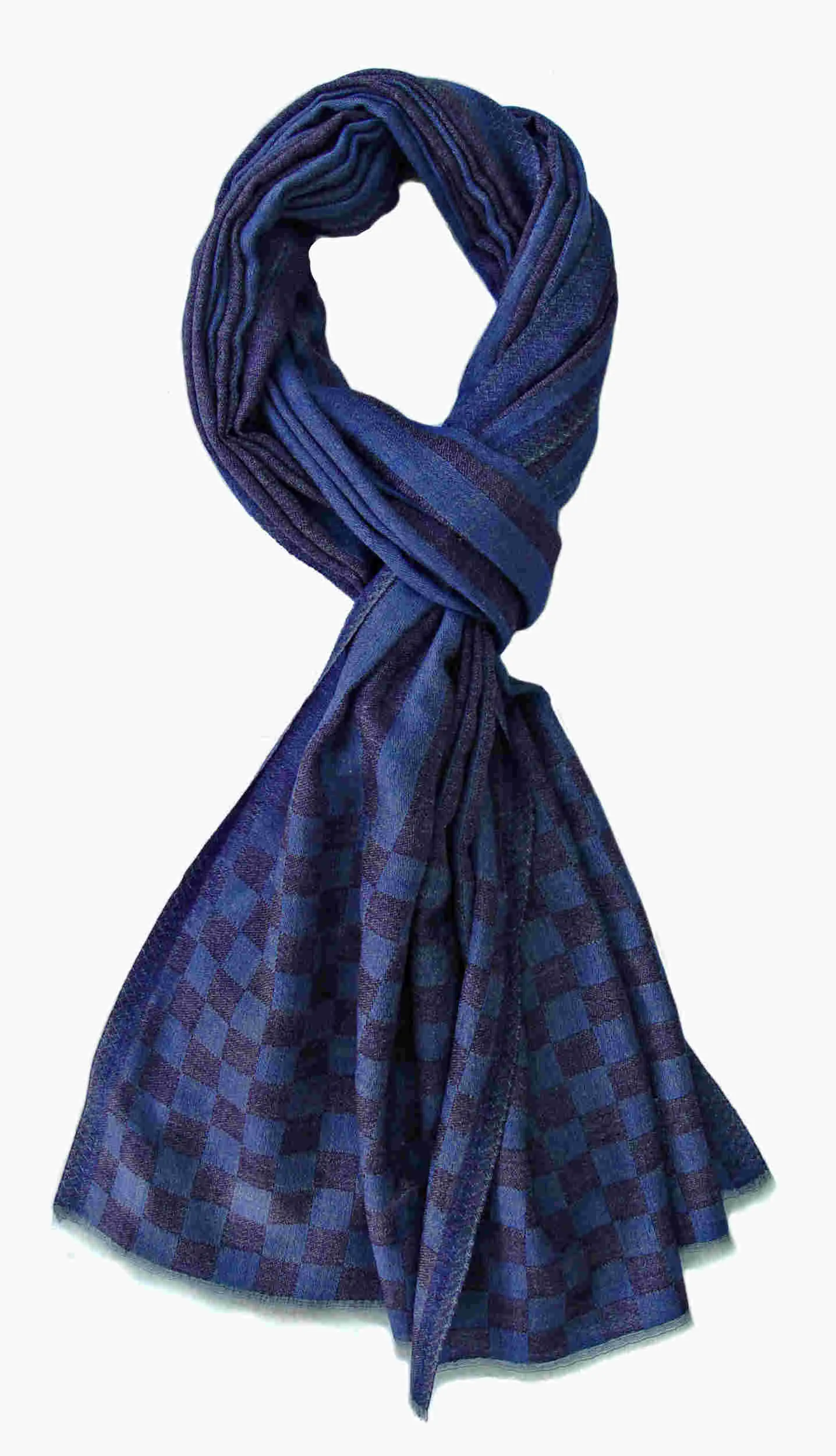 Pure Cashmere Scarf/Wrap in Checks Pattern