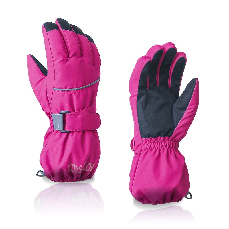 Ski Gloves Kids Outdoor Five-fingers Warm Riding Gloves Non-slip Ski Mittens