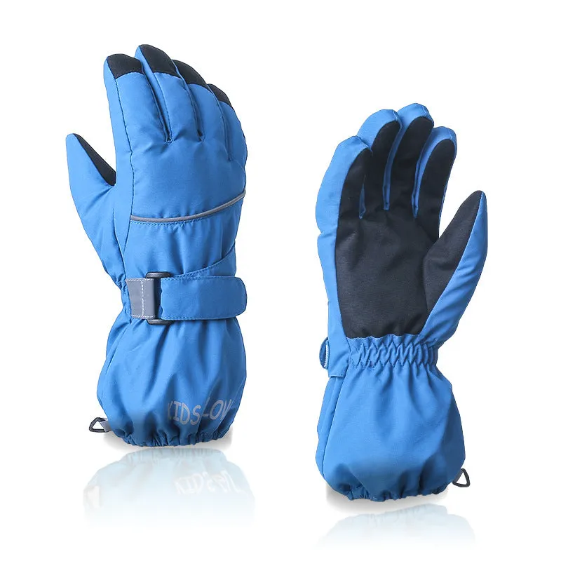 Ski Gloves Kids Outdoor Five-fingers Warm Riding Gloves Non-slip Ski Mittens