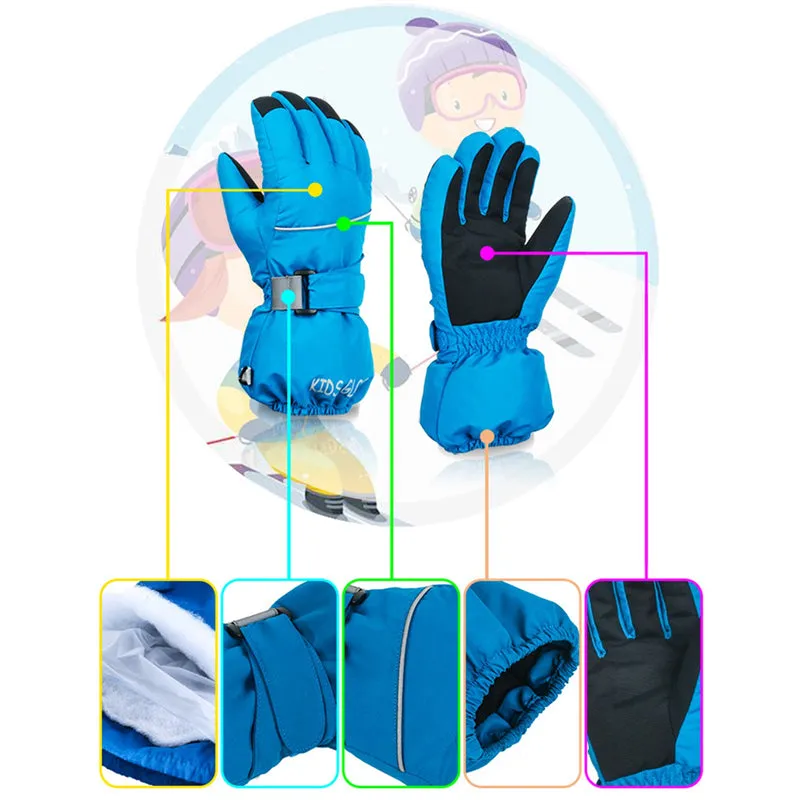 Ski Gloves Kids Outdoor Five-fingers Warm Riding Gloves Non-slip Ski Mittens