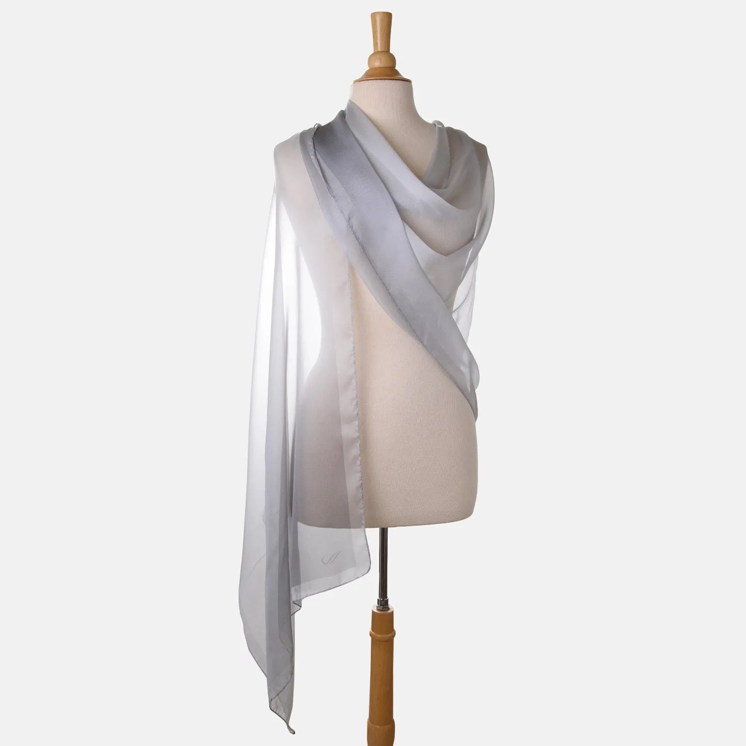 Sophia - Silk Scarf/Shawl - Silver Pearl