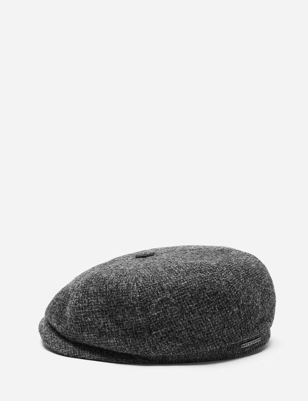 Stetson Hatteras Cross Hatch Newsboy Cap (Wool) - Grey