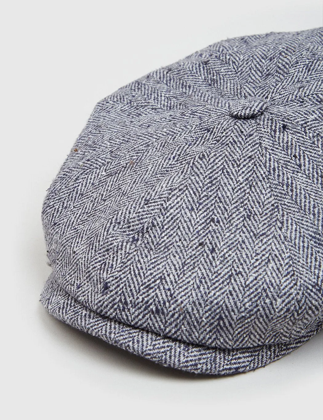 Stetson Hatteras Herringbone Newsboy Cap (Silk) - Black/Grey