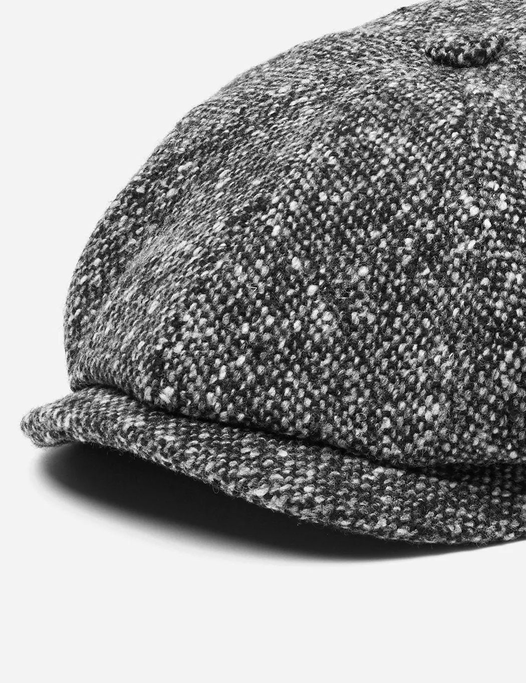 Stetson Hatteras Newsboy Cap (Donegal) - Black/Grey