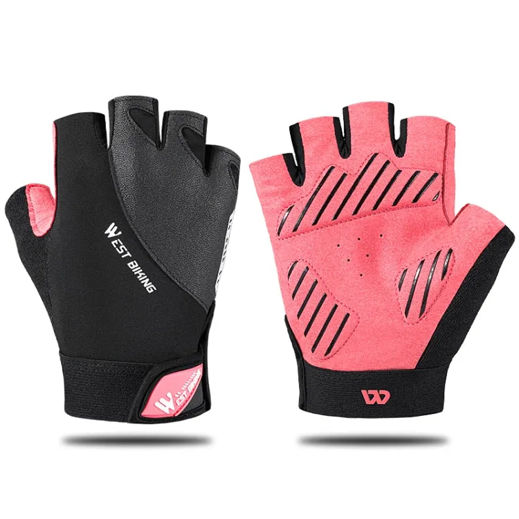 WEST BIKING YP0211210 Mountain Cycling Gloves Half Finger Breathable Anti-Slip Gloves Riding Equipment, Size: L(Pink)