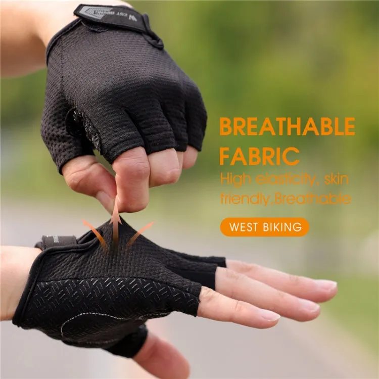 WEST BIKING YP0211218 Cycling Breathable Short Gloves Non-Slip Half Finger Gloves, Size: M(Red)