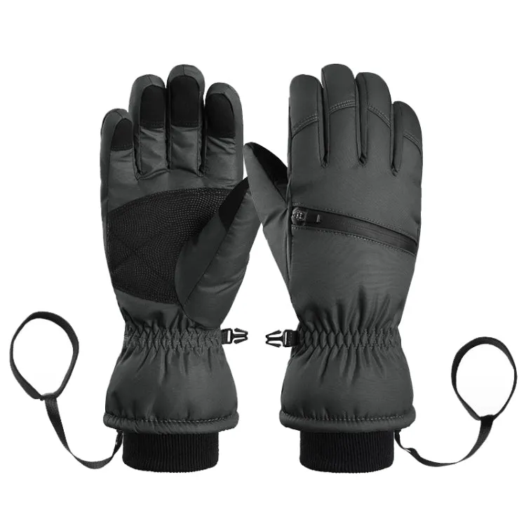 Winter Padded Ski Finger Gloves Outdoor Windproof Warm Sports Gloves, Size: XS(Black)