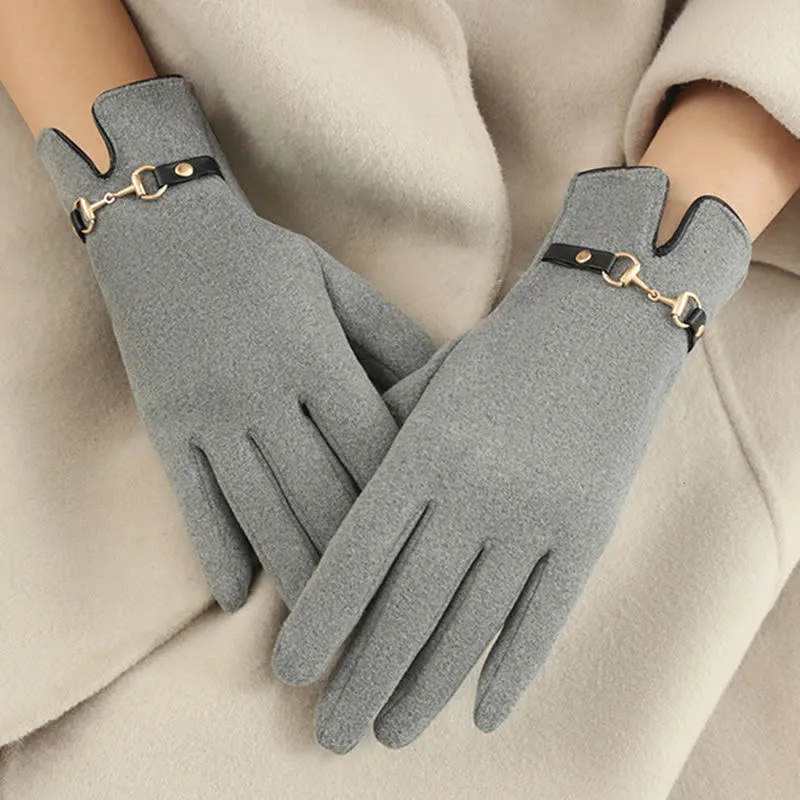 Women's Chain Plus Plush Velvet Thick Gloves